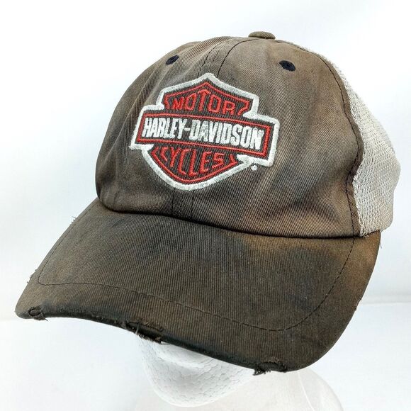 Harley-Davidson Motorcycles Distressed Faded Mesh Trucker SnapBack Hat Cap - Picture 1 of 9